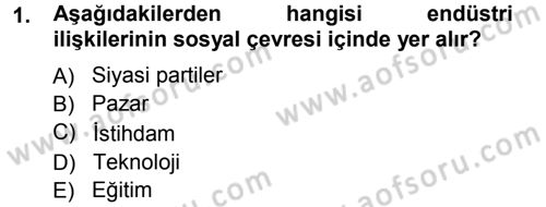 Endüstri İlişkileri Dersi 2012 - 2013 Yılı (Vize) Ara Sınav Soruları 1. Soru