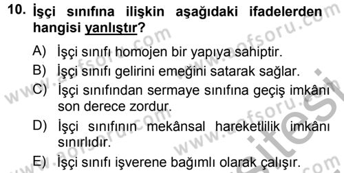 Endüstri İlişkileri Dersi Ara Sınavı Deneme Sınav Soruları 10. Soru