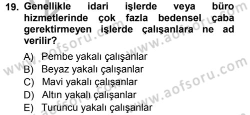 Endüstri İlişkileri Dersi Ara Sınavı Deneme Sınav Soruları 19. Soru