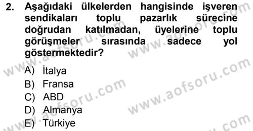 Endüstri İlişkileri Dersi 2012 - 2013 Yılı (Vize) Ara Sınav Soruları 2. Soru