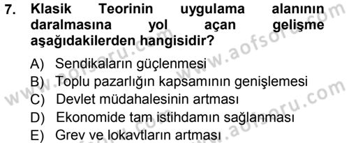 Endüstri İlişkileri Dersi Ara Sınavı Deneme Sınav Soruları 7. Soru