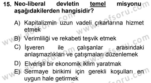 Endüstri İlişkileri Dersi 2012 - 2013 Yılı (Final) Dönem Sonu Sınav Soruları 15. Soru
