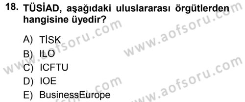 Endüstri İlişkileri Dersi 2012 - 2013 Yılı (Final) Dönem Sonu Sınav Soruları 18. Soru