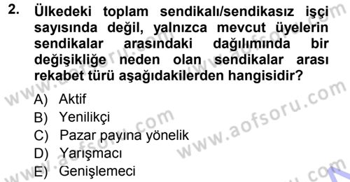Endüstri İlişkileri Dersi 2012 - 2013 Yılı (Final) Dönem Sonu Sınav Soruları 2. Soru