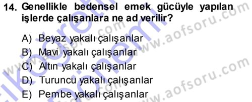 Endüstri İlişkileri Dersi Ara Sınavı Deneme Sınav Soruları 14. Soru