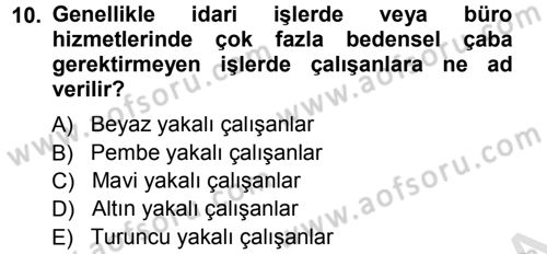 Endüstri İlişkileri Dersi 2013 - 2014 Yılı Tek Ders Sınav Soruları 10. Soru