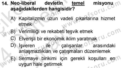 Endüstri İlişkileri Dersi 2013 - 2014 Yılı Tek Ders Sınav Soruları 14. Soru