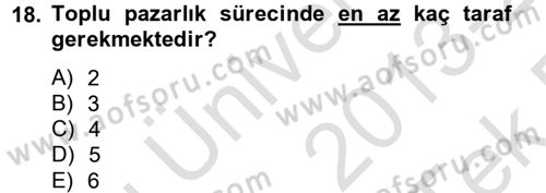 Endüstri İlişkileri Dersi 2013 - 2014 Yılı Tek Ders Sınav Soruları 18. Soru