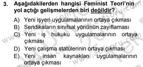 Endüstri İlişkileri Dersi 2013 - 2014 Yılı Tek Ders Sınav Soruları 3. Soru