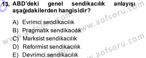 Endüstri İlişkileri Dersi 2014 - 2015 Yılı (Vize) Ara Sınav Soruları 13. Soru