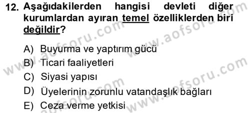 Endüstri İlişkileri Dersi 2014 - 2015 Yılı Tek Ders Sınav Soruları 12. Soru