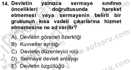 Endüstri İlişkileri Dersi 2014 - 2015 Yılı Tek Ders Sınav Soruları 14. Soru