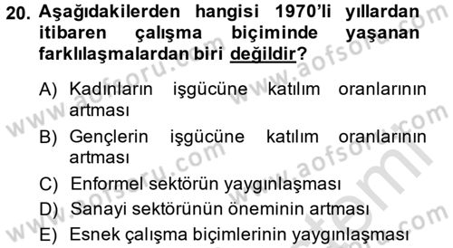 Endüstri İlişkileri Dersi 2014 - 2015 Yılı Tek Ders Sınav Soruları 20. Soru