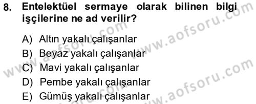 Endüstri İlişkileri Dersi 2014 - 2015 Yılı Tek Ders Sınav Soruları 8. Soru