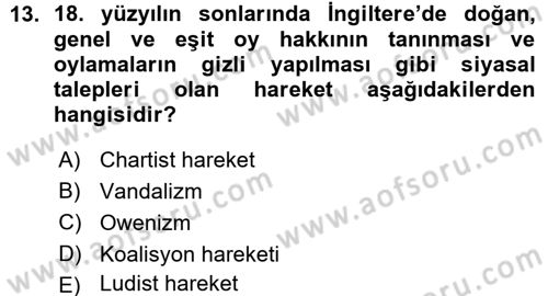 Endüstri İlişkileri Dersi Ara Sınavı Deneme Sınav Soruları 13. Soru