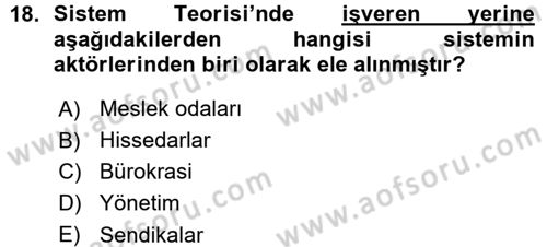 Endüstri İlişkileri Dersi 2015 - 2016 Yılı (Vize) Ara Sınavı 18. Soru