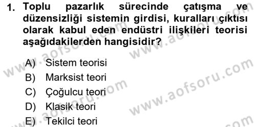 Endüstri İlişkileri Dersi 2015 - 2016 Yılı (Final) Dönem Sonu Sınav Soruları 1. Soru
