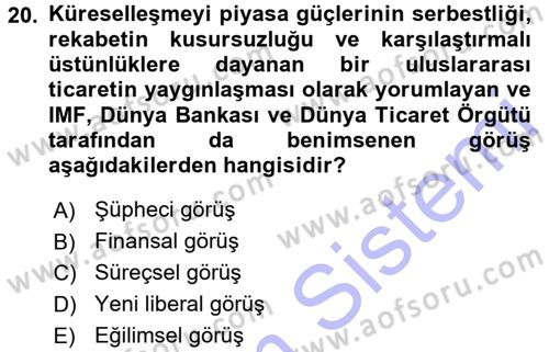 Endüstri İlişkileri Dersi 2015 - 2016 Yılı (Final) Dönem Sonu Sınav Soruları 20. Soru