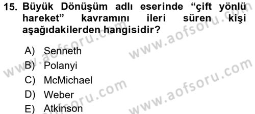 Endüstri İlişkileri Dersi 2015 - 2016 Yılı Tek Ders Sınav Soruları 15. Soru