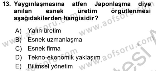 Endüstri İlişkileri Dersi 2016 - 2017 Yılı 3 Ders Sınav Soruları 13. Soru