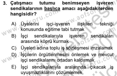 Endüstri İlişkileri Dersi 2016 - 2017 Yılı 3 Ders Sınav Soruları 3. Soru