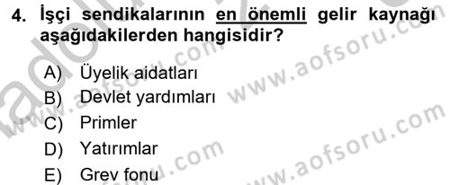 Endüstri İlişkileri Dersi 2016 - 2017 Yılı 3 Ders Sınav Soruları 4. Soru