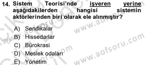 Endüstri İlişkileri Dersi 2016 - 2017 Yılı (Vize) Ara Sınav Soruları 14. Soru
