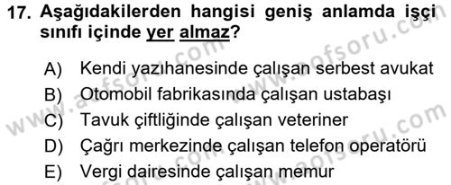 Endüstri İlişkileri Dersi Ara Sınavı Deneme Sınav Soruları 17. Soru