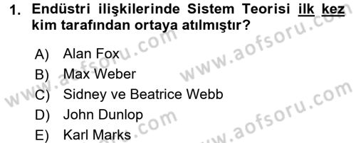 Endüstri İlişkileri Dersi 2016 - 2017 Yılı (Final) Dönem Sonu Sınav Soruları 1. Soru