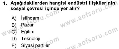Endüstri İlişkileri Dersi 2017 - 2018 Yılı 3 Ders Sınav Soruları 1. Soru