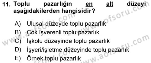 Endüstri İlişkileri Dersi 2017 - 2018 Yılı 3 Ders Sınav Soruları 11. Soru