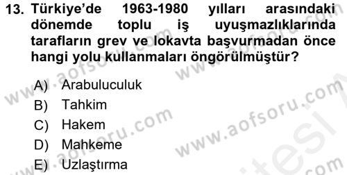 Endüstri İlişkileri Dersi 2017 - 2018 Yılı 3 Ders Sınav Soruları 13. Soru