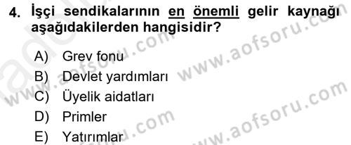 Endüstri İlişkileri Dersi 2017 - 2018 Yılı 3 Ders Sınav Soruları 4. Soru