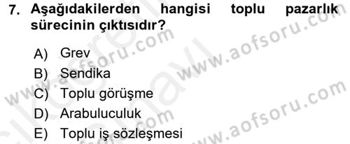 Endüstri İlişkileri Dersi 2017 - 2018 Yılı 3 Ders Sınav Soruları 7. Soru