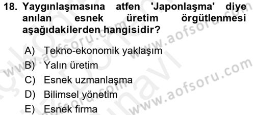 Endüstri İlişkileri Dersi 2017 - 2018 Yılı (Final) Dönem Sonu Sınav Soruları 18. Soru