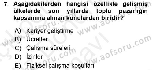 Endüstri İlişkileri Dersi 2017 - 2018 Yılı (Final) Dönem Sonu Sınav Soruları 7. Soru