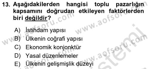 Endüstri İlişkileri Dersi 2018 - 2019 Yılı 3 Ders Sınav Soruları 13. Soru