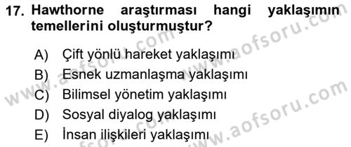 Endüstri İlişkileri Dersi 2018 - 2019 Yılı 3 Ders Sınav Soruları 17. Soru