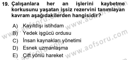 Endüstri İlişkileri Dersi 2018 - 2019 Yılı 3 Ders Sınav Soruları 19. Soru