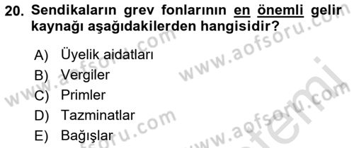 Endüstri İlişkileri Dersi 2018 - 2019 Yılı 3 Ders Sınav Soruları 20. Soru