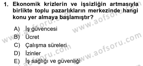 Endüstri İlişkileri Dersi Ara Sınavı Deneme Sınav Soruları 1. Soru