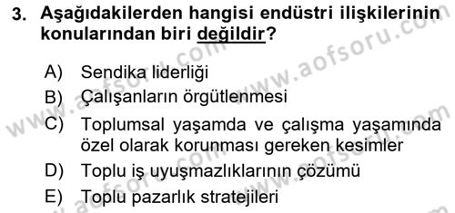 Endüstri İlişkileri Dersi 2018 - 2019 Yılı (Final) Dönem Sonu Sınav Soruları 3. Soru
