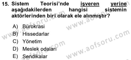 Endüstri İlişkileri Dersi 2019 - 2020 Yılı (Vize) Ara Sınav Soruları 15. Soru