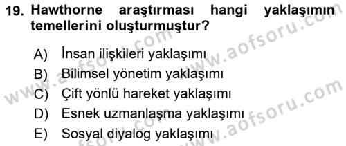 Endüstri İlişkileri Dersi 2019 - 2020 Yılı (Final) Dönem Sonu Sınav Soruları 19. Soru