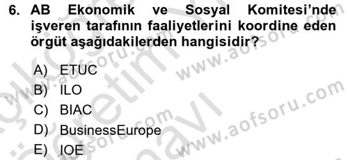 Endüstri İlişkileri Dersi 2020 - 2021 Yılı Yaz Okulu Sınav Soruları 6. Soru