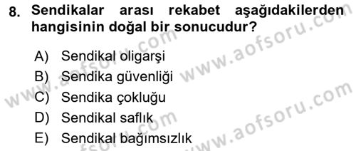 Endüstri İlişkileri Dersi 2020 - 2021 Yılı Yaz Okulu Sınav Soruları 8. Soru