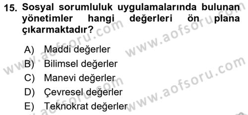 Endüstri İlişkileri Dersi 2021 - 2022 Yılı (Vize) Ara Sınav Soruları 15. Soru