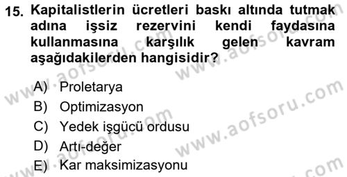 Endüstri İlişkileri Dersi 2021 - 2022 Yılı Yaz Okulu Sınav Soruları 15. Soru
