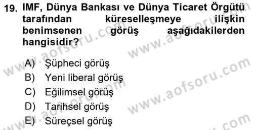 Endüstri İlişkileri Dersi 2021 - 2022 Yılı Yaz Okulu Sınav Soruları 19. Soru