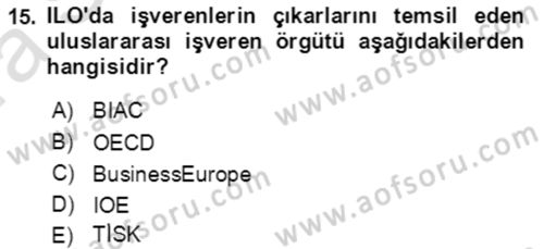 Endüstri İlişkileri Dersi Ara Sınavı Deneme Sınav Soruları 15. Soru